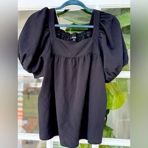 Madewell seersucker bubble-sleeve top